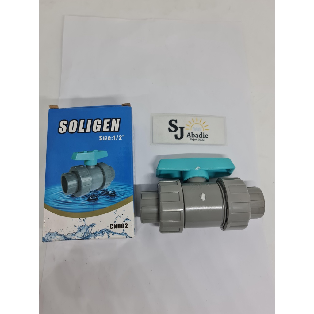 (2 PCS) Ball Valve  Stop Keran Kran Air Water Mur SOLIGEN CN002 1/2 - 3/4 - 1 Inch (Bisa dibuka) | SJ ABADIE |