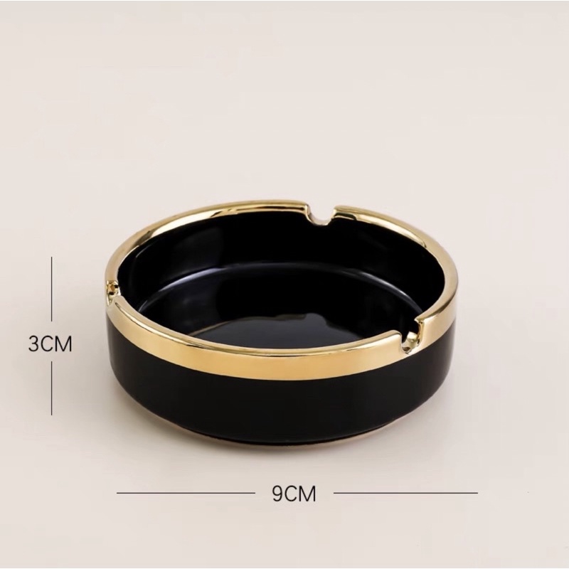 Asbak Keramik List Gold - Black Gold Ceramic Ashtray NORDIC