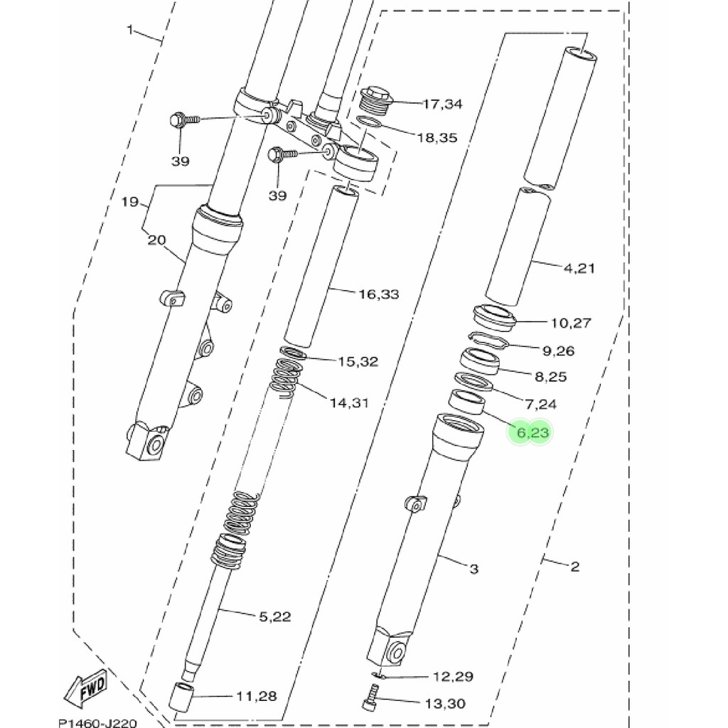 METAL SLIDE BOSH BOS SHOCK SHOK SOK DEPAN BYSON KARBU FI INJEKSI ORI YGP 45P-F3125-00