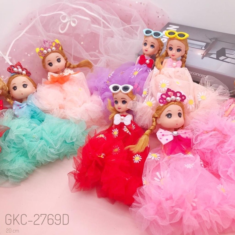 gantungan kunci boneka dolly jumbo 18cm baju renda barbie keychain doll