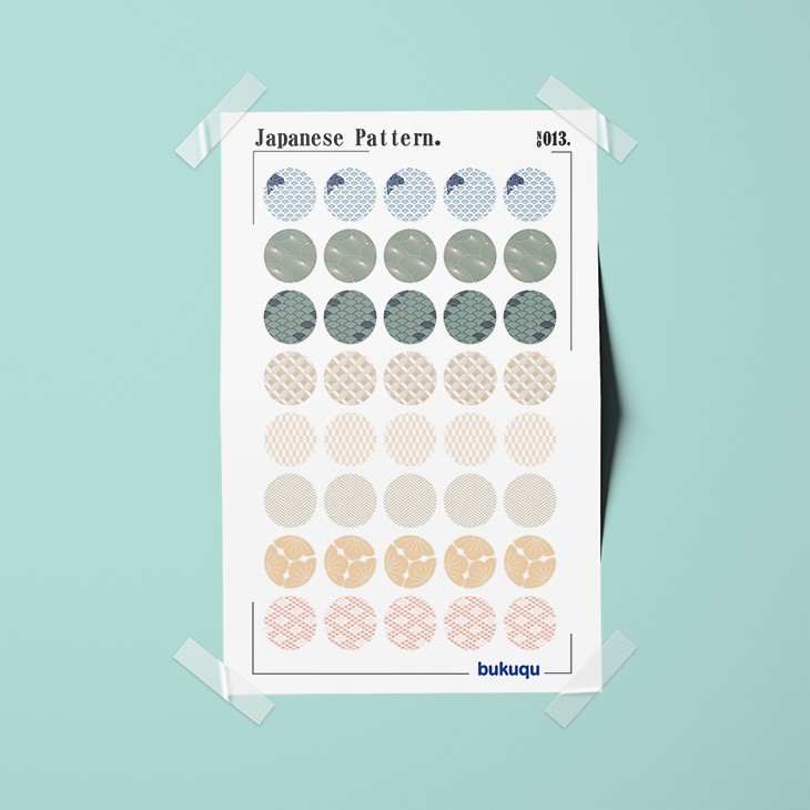

Stiker Deco Japanese Pattern untuk Notebook, Planner - By Bukuqu