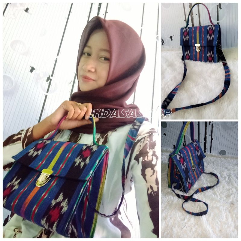 (FREE DOMPET TENUN)TAS TENUN SELEMPANG ETNIK BAHAN BLENGKET