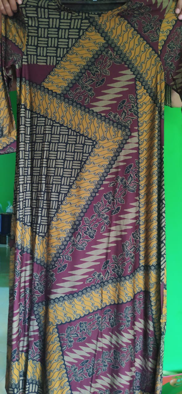Gamis Ibu Motif Batik Ld110-130 No Busui Calvin Jeans Adem Nyaman