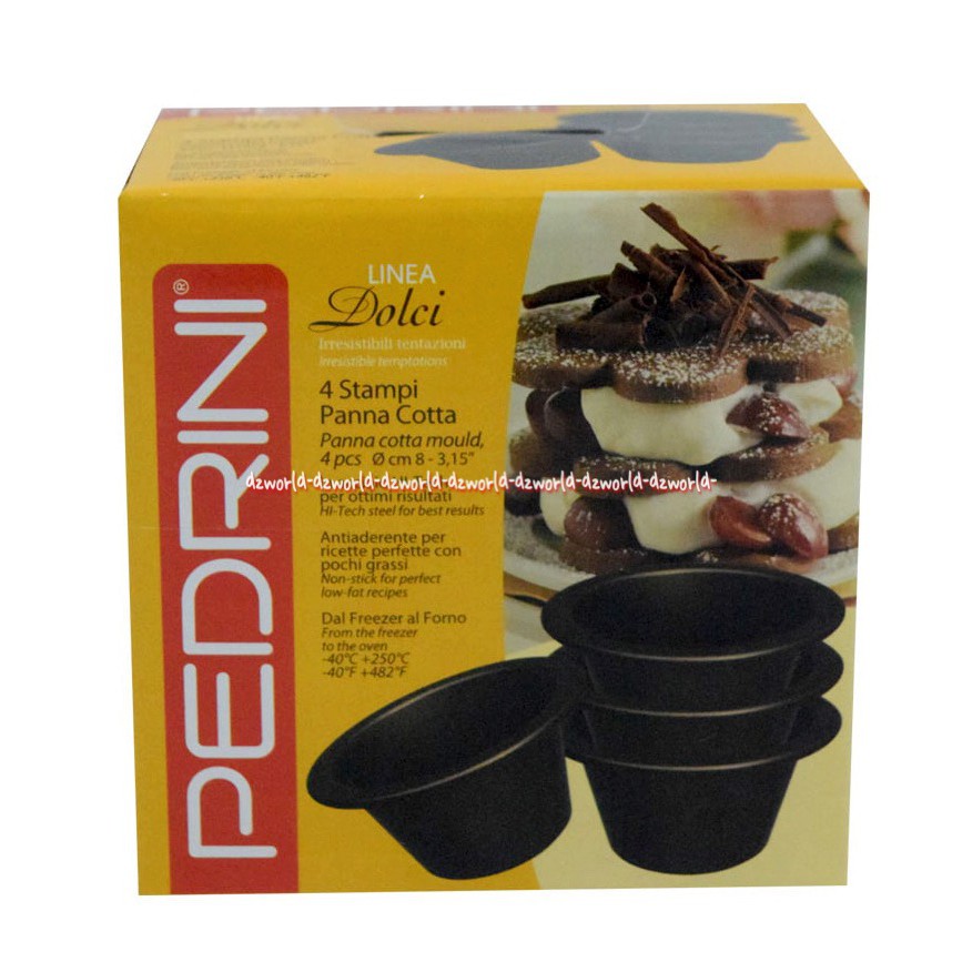 Pedrini Cetakan Puding Set Anti Lengket Isi 4 Cup Diametr 8 Cm Cetakan Dessert