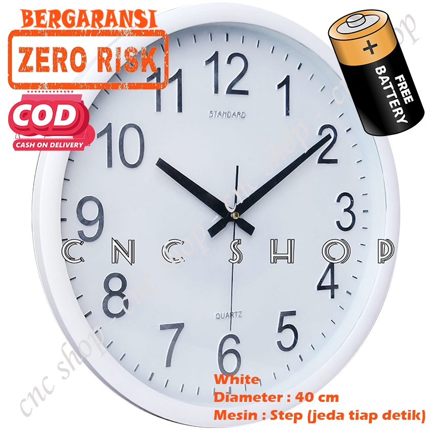 Jam Dinding Standard Besar Jumbo Diameter 40cm mesin quartz step Layar Embossed Angka Timbul Minimalis aestetik estetik pajangan dekorasi mewah