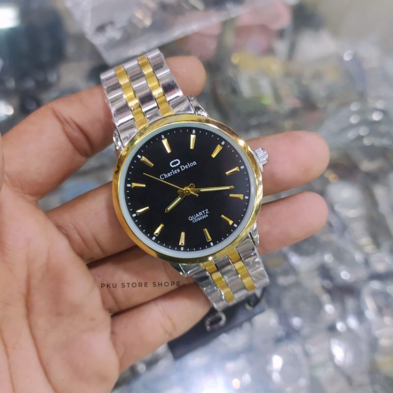 [COD] JAM TANGAN PRIA CHARLES DELON BLACK ORIGINAL WATER RESISITANT_JAM TANGAN PRIA RANTAI STAINLISS TAHAN AIR_JAM TANGAN PRIA MURAH BAYAR DI TEMPAT_JAM TANGAN PRIA ANALOG COD