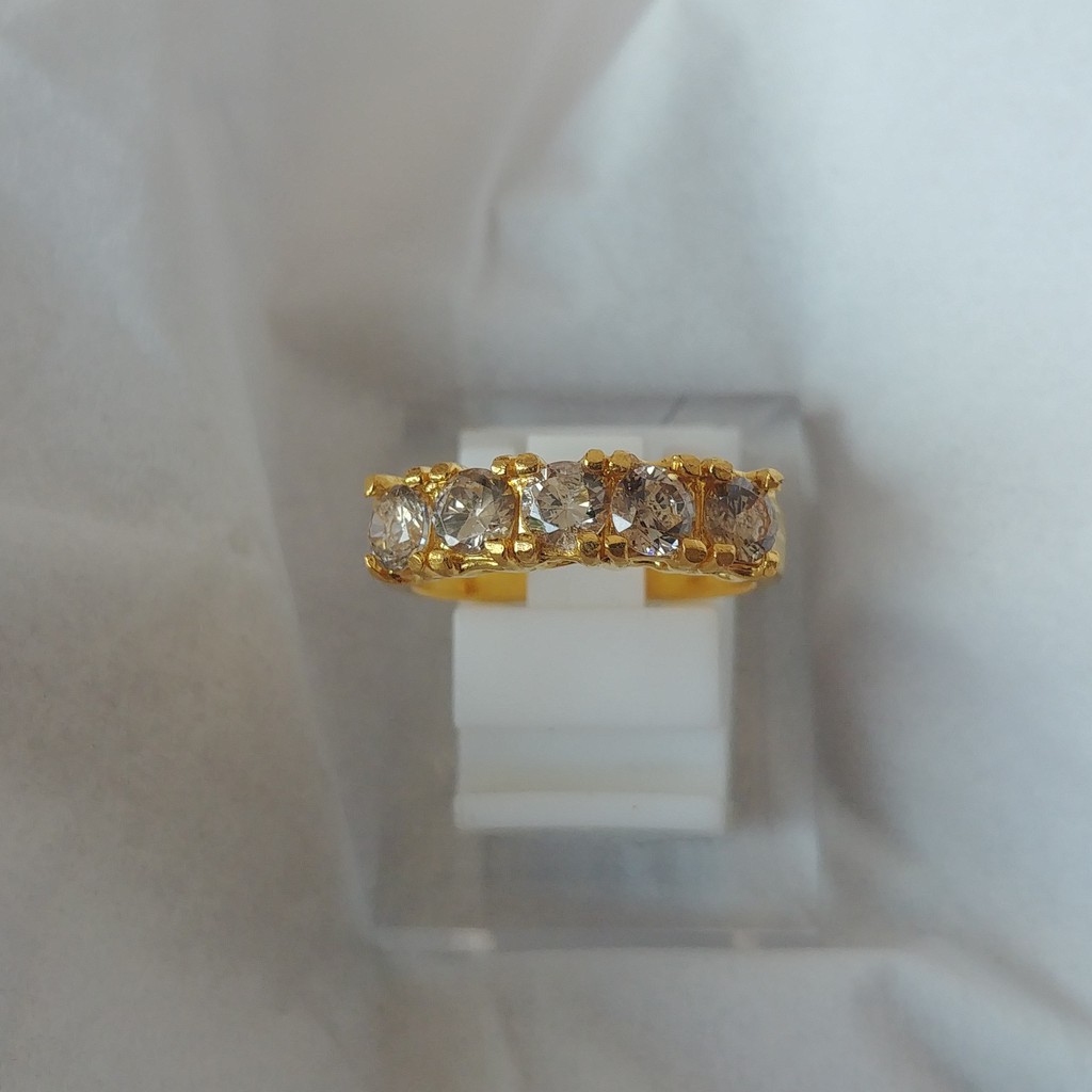 Cincin Permata Baris Satu Lapis Emas 24k