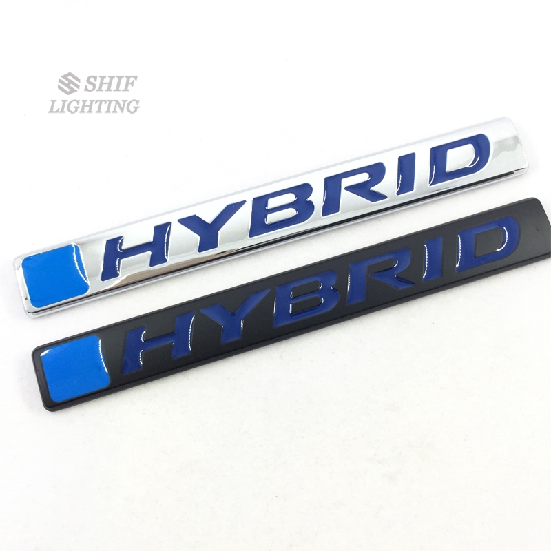 1pc Stiker Emblem Logo Hybrid Tulisan Metal Untuk Fender Samping Mobil Universal