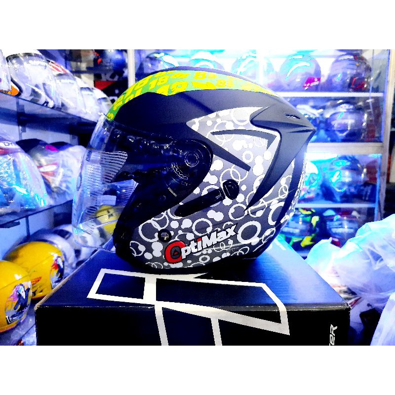 HELM G2 OPTIMAX NEW MOTIF ARBOLINO 18 WHITE GREEN DOFT TERMURAH