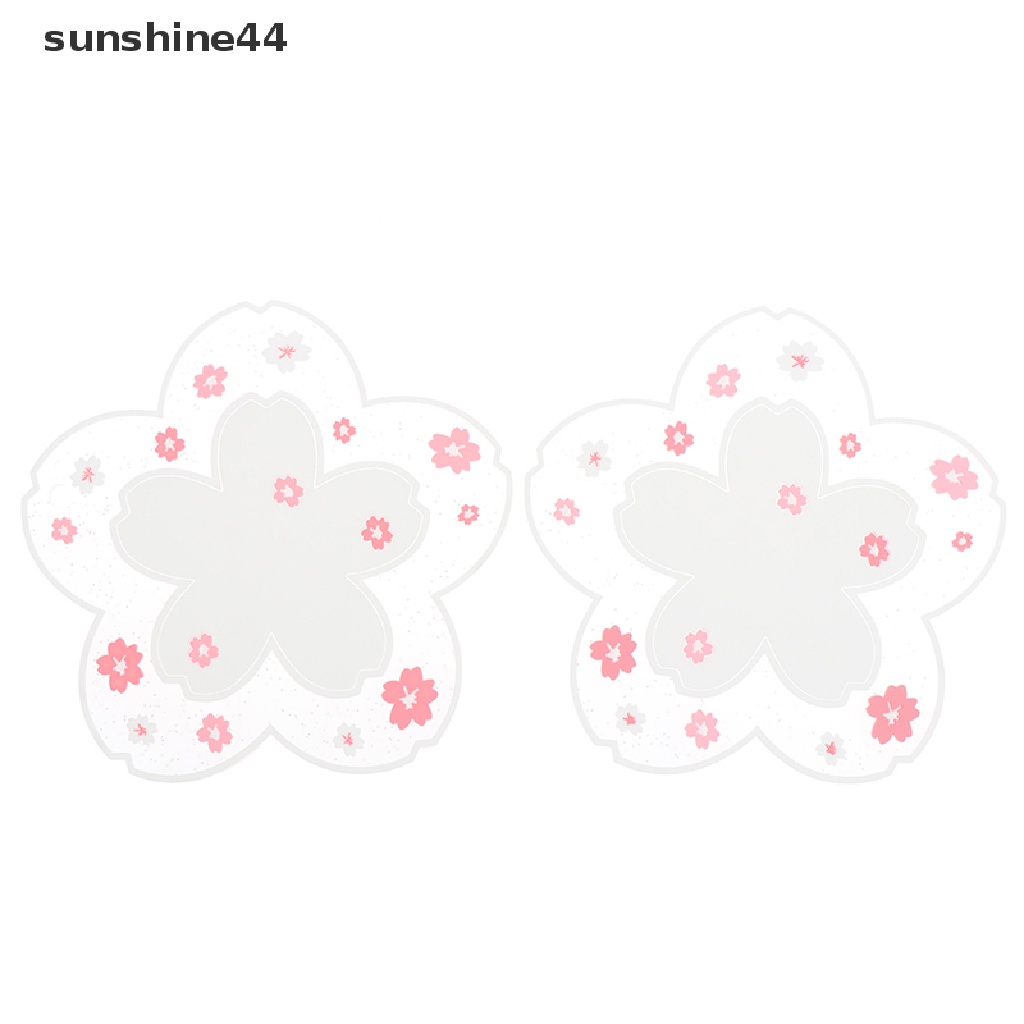 Sunshine 2Pcs Alas Peralatan Makan / Minum Dengan Bahan Insulasi Thermal Anti-Slip Dan Gambar Bunga Sakura