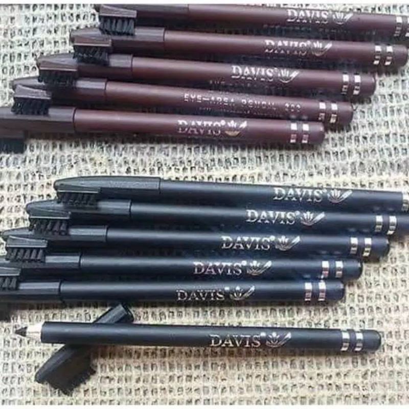 [ECER ] PENSIL ALIS  DAVIS ORIGINAL HITAM DAN COKLAT + SIKAT