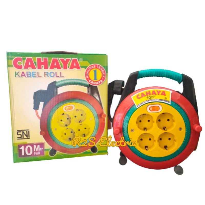 Cahaya Kabel Roll ON OFF 10Meter &amp; 15Meter CAHAYA - Kabel Roll Stop Kontak 4 Lubang 10M/15M + Switch