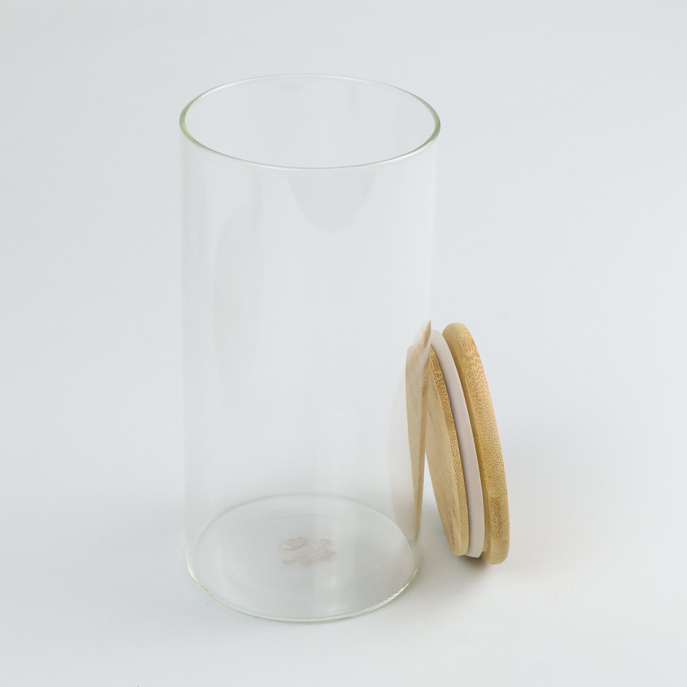 SH9 Bamboo jar Glass Borosilicate Toples Kaca Tutup Bambu Kayu Kedap Udara atau Tempat penyimpanan Makanan Toples Bumbu dengan tutup kayu bambu