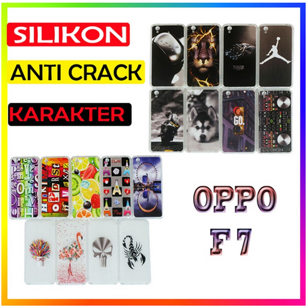 ANTI CRACK OPPO F7 / A79 Case Casing Anti Shock 3D Motif Softcase Gambar Silikon Handphone Kasing HP Anticrack Sarung Kesing Antishock Softshell Soft Silicon Jelly Case