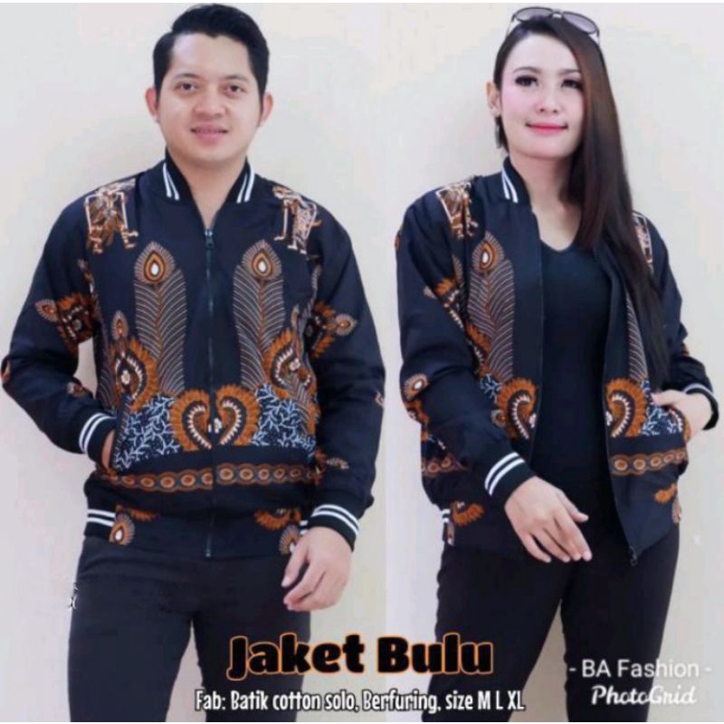 JAKET BOMBER BATIK SOLO-JAKET BATIK MOTIF WULU SOGAN JOKOWI-JAKET BATIK PRIA DAN WANITA