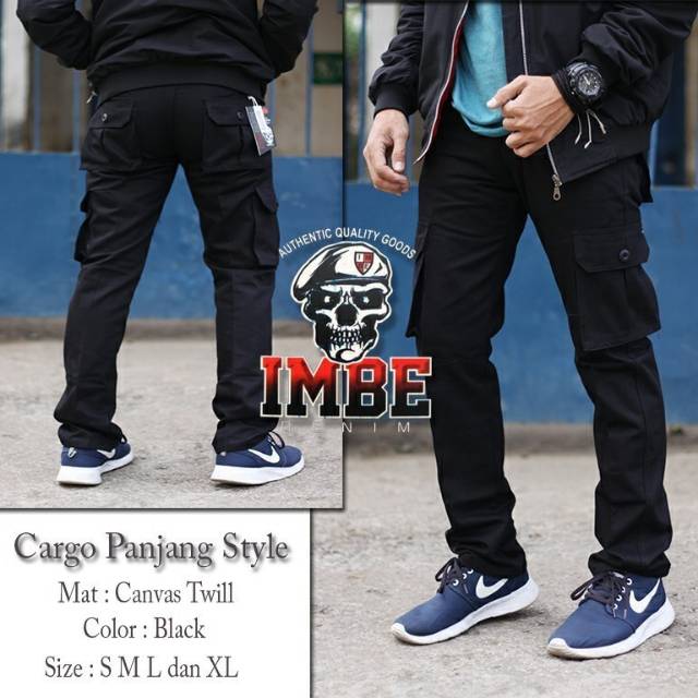 CARGO PANJANG STYLE HITAM/CELANA CARGO HIKING HITAM/CELANA CARGO GUNUNG HITAM
