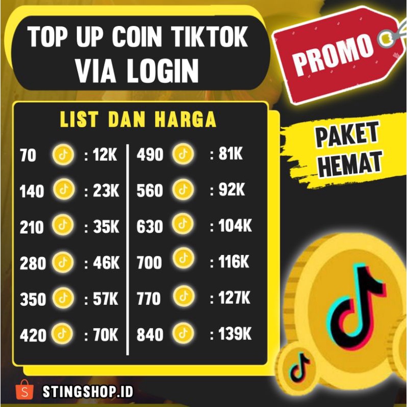 Top Up Tiktok Coin | Koin Tiktok | Coin Tiktok | Koin Tiktok Murah | Coin Tiktok Murah