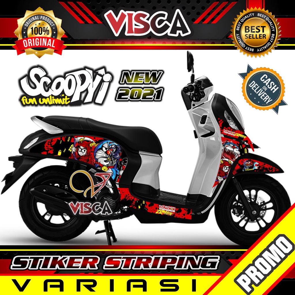 Striping Scoopy 2021 -  Sticker Striping Variasi Lis Scoopy 2021 - Striping Hologram Scoopy 2021 - D