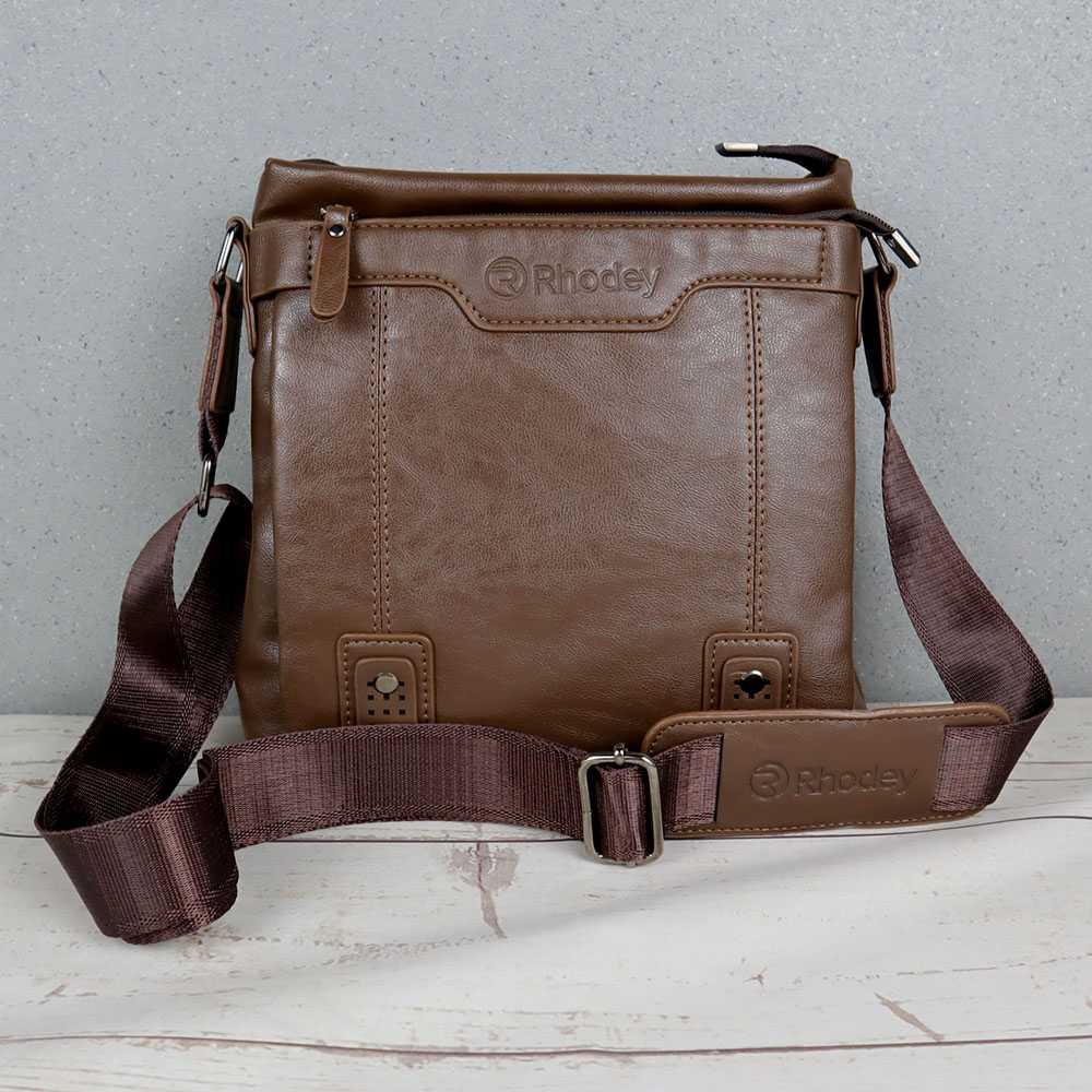 Tas Selempang Pria Import Kulit Asli / Rhodey Tas Selempang Messenger Crossbody Bag Pria / Tas Pria Selempang Model Baru Distro Mewah Waterproof / Sling Bag Tas bahu Pria Wanita Remaja Dewasa Keren Trendy Berkualitas Anti Api Murah Original