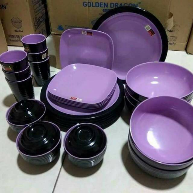 Melamin golden dragon set / golden dragon / melamin