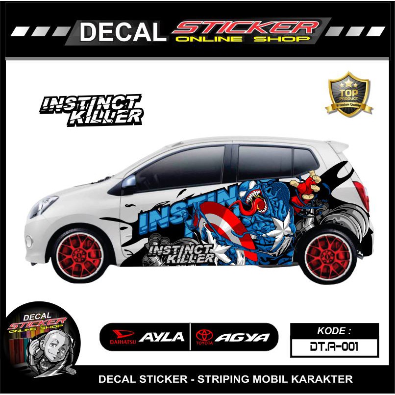 stiker mobil AYla Agya dekal print semi full motif karakater keren murah