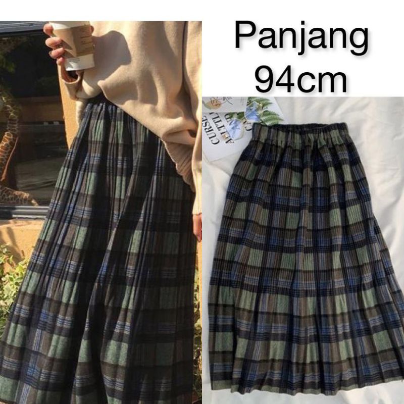 (New) Rok kotak panjang import | Rok Korea panjang