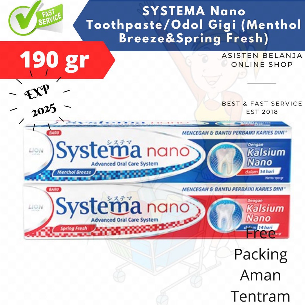 SYSTEMA Odol Kalsium Nano 190 gr Pasta Gigi Spring Fresh / Menthol Breeze  190gram Toothpaste