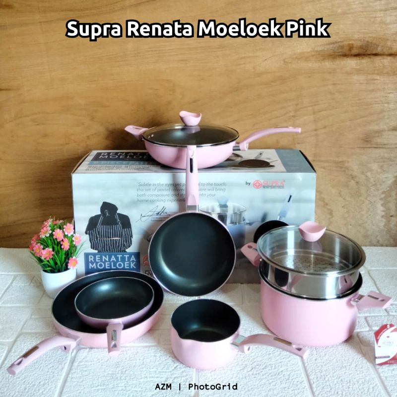 Panci Set Supra 9 Pcs Pastel Renatta Moeloek/Panci Serbaguna/Panci Teflon