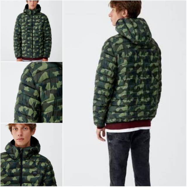 Jaket Hangat Pull & Bear lightweight puffer jacket with hood / Hoodie Pull & Bear