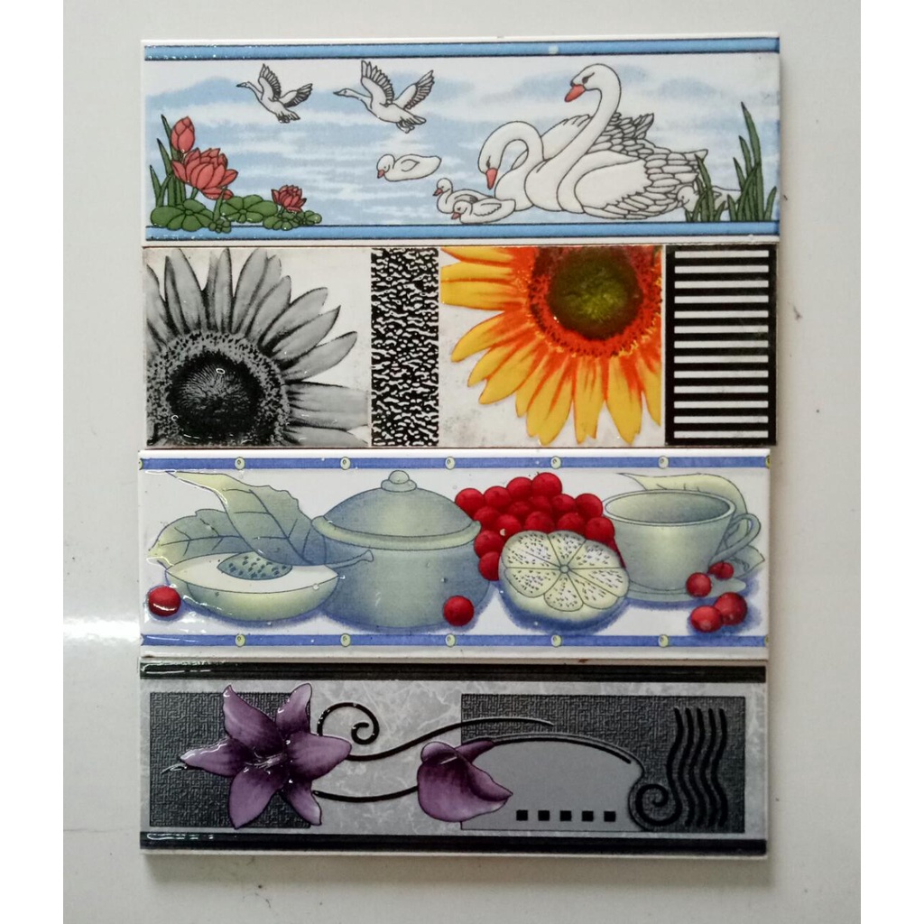 List Keramik 25cm Motif Campur Tanaman / Lis / Listello