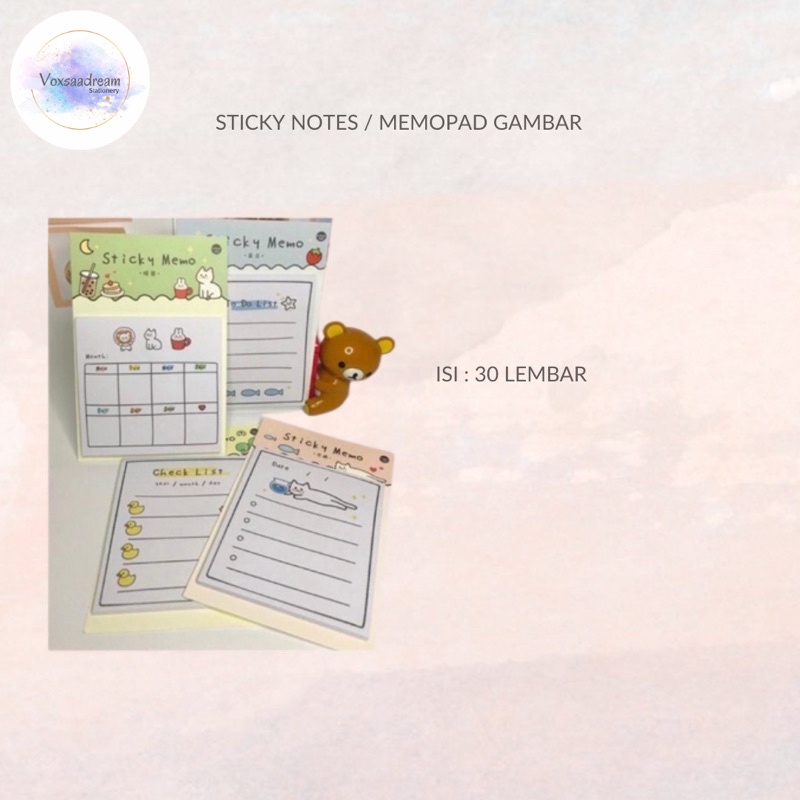 

Memopad Sticky Notes Gambar Motif Animal Cute