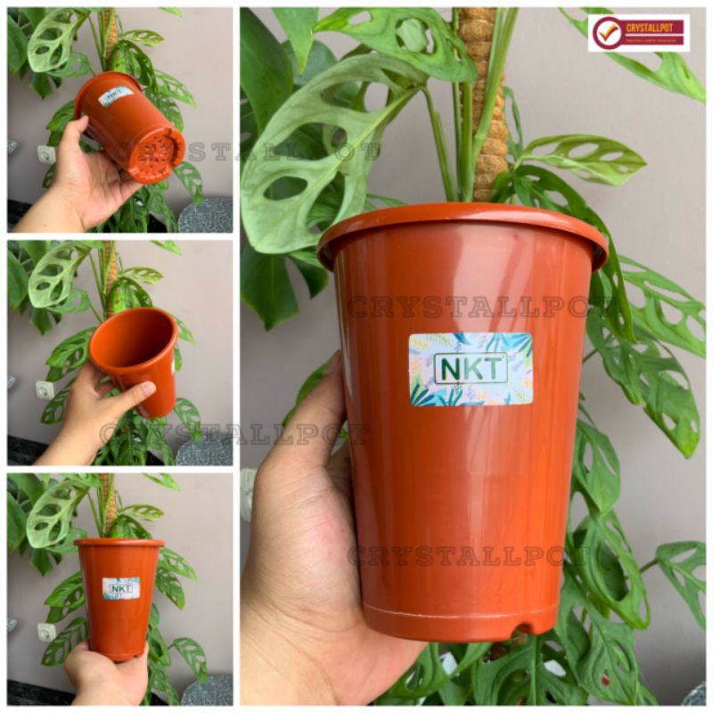 pot bunga tanaman tinggi nkt tower merah bata 12cm  - NKT TOWER 12