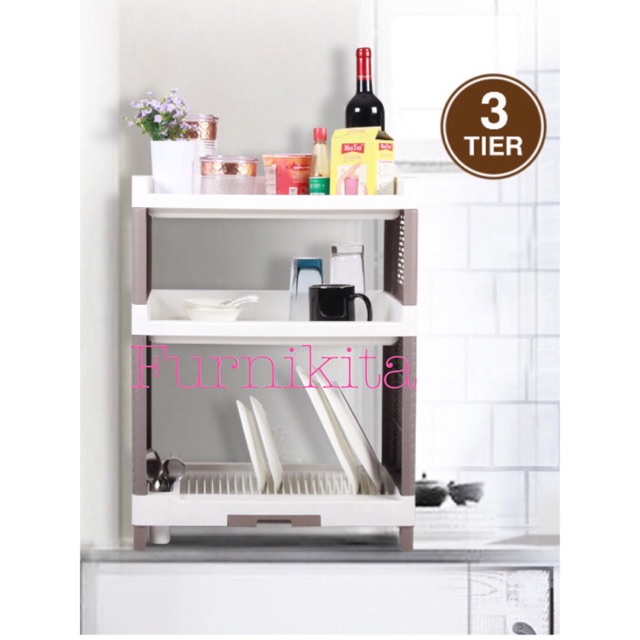 RAK LEMARI PIRING PLASTIK SUSUN 3 OLYMPLAST