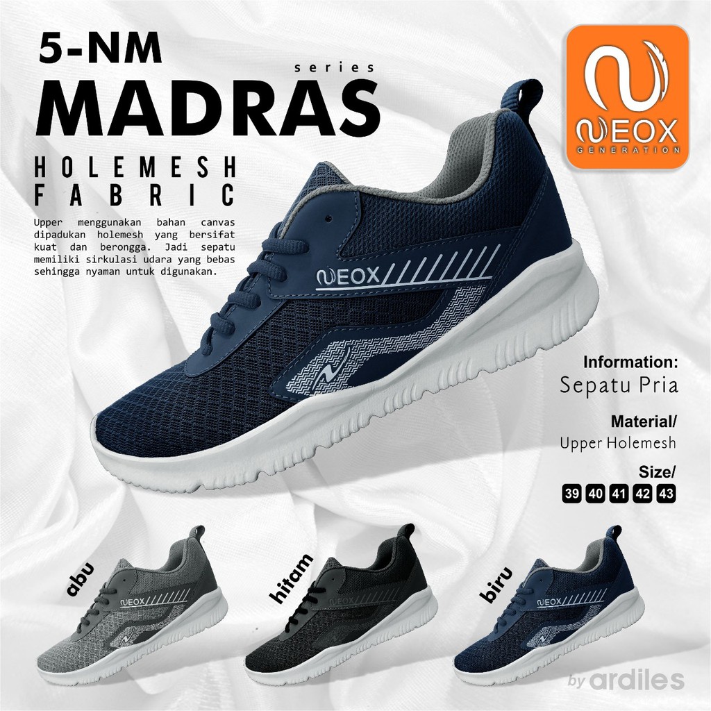 Sneakers Pria Terbaru Neox by Ardiles Model MADRAS - BIRU