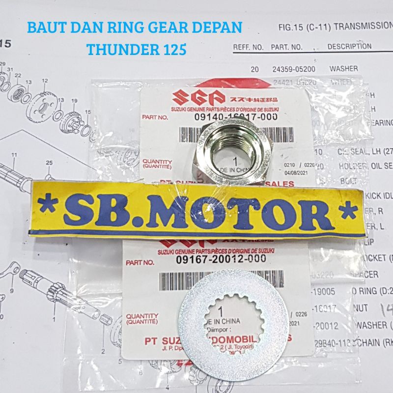 MUR NUT PLUS RING GEAR DEPAN THUNDER 125 OLD NEW ORISINIL SGP
