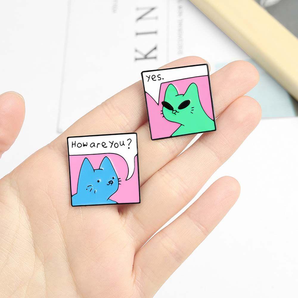 [Elegan] Kucing Bros Hadiah Untuk Wanita Pria Kartun Perhiasan Aksesoris Kucing Lucu Kerah Bros Lapel Pin Enamel Pin