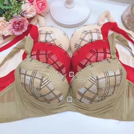 Bra (K-A7A) Pakaian dalam wanita busa push up dan berkawat motif kotak