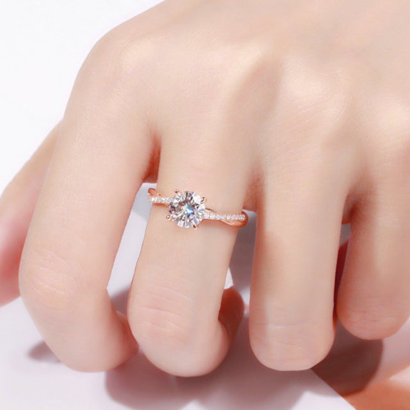 Cincin Twist Berlapis Emas 14K Fashion Wanita Yang Elegan Cincin Tunangan Berlian Safir Putih Alami