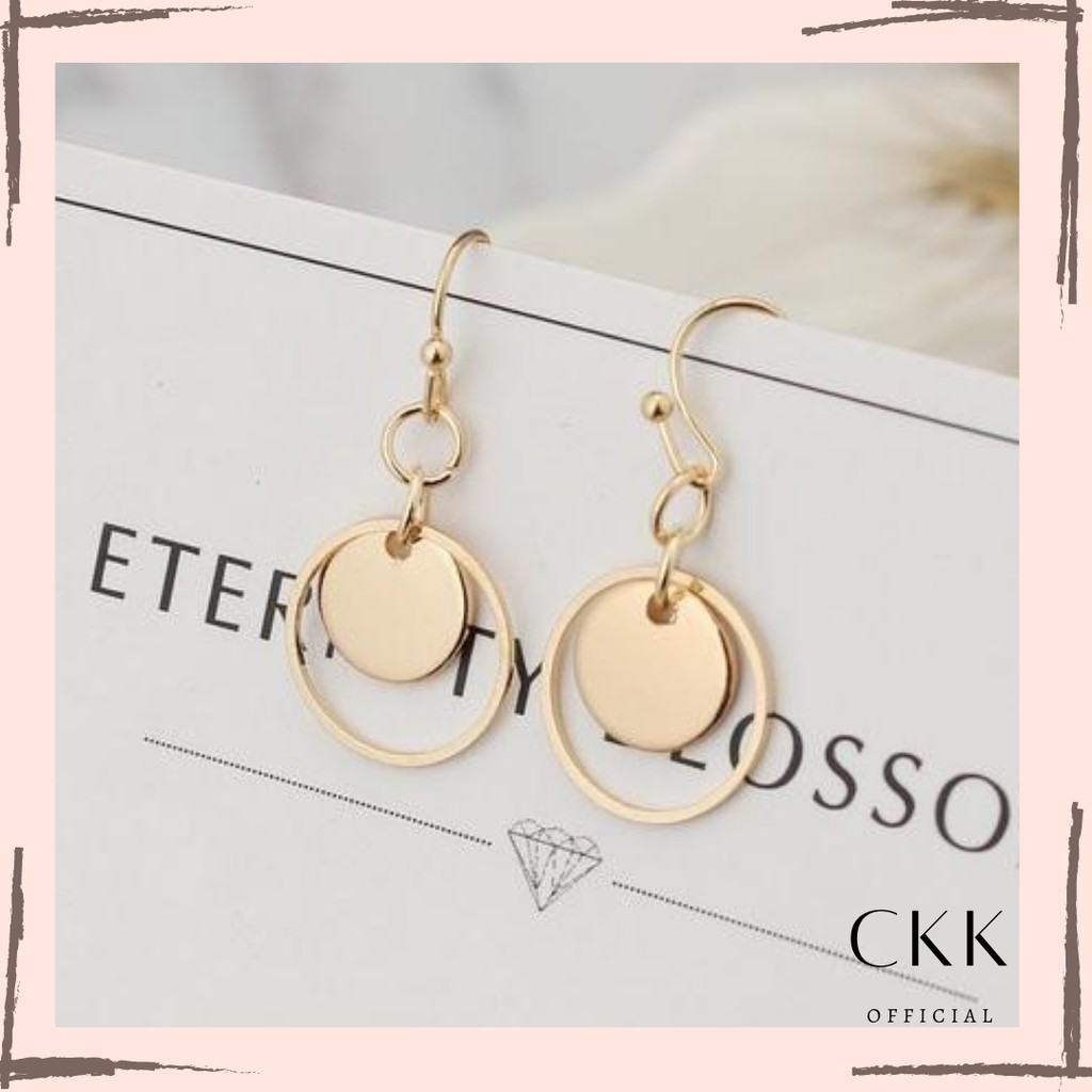➰CKK➰ Anting Gantung FA53 Panjang Model Bulat Bahan Metal Vintage Untuk Wanita