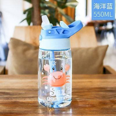 ASK | Botol Minum Anak Ocean World dengan Sedotan Motif Animal Sea Country BPA FREE ANTI BOCOR 480ml (B818) Free Kardus BT04