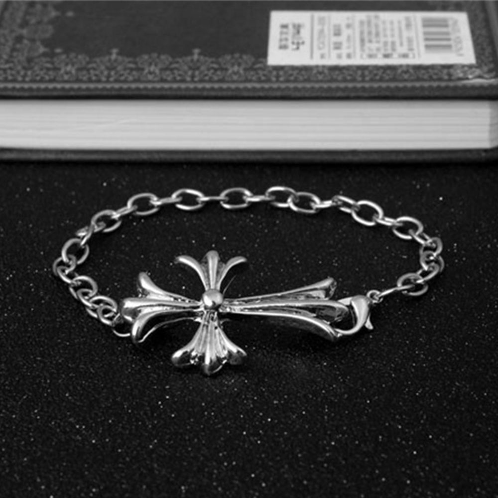 Titanium Personality Cross Design Silver Pendant Gelang untuk Pria dan Wanita Bracelet