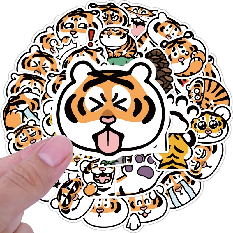 40 buah lemak Tiger stiker lucu tiger boneka Jurnal bahan kasus epoxy kartun jurnal stiker Xiao Zhan