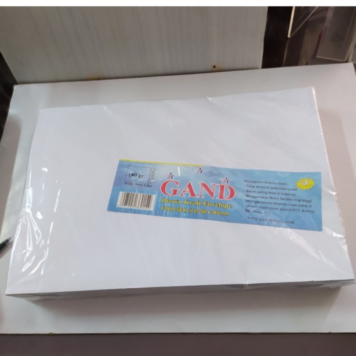

Jual Amplop Putih Folio Seal Gand 100Gram (1 Pack) Termurah Trendi