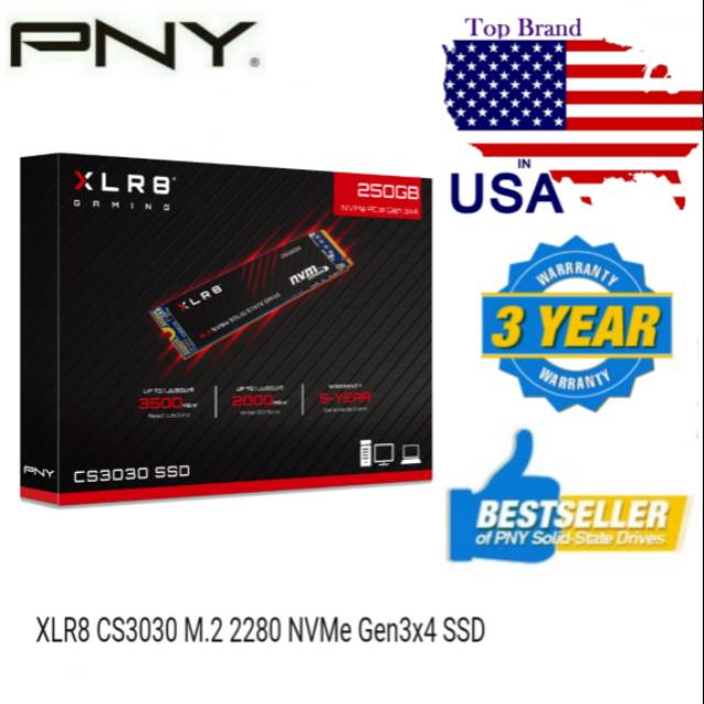 SSD NVMe Gen3x4 M.2 2280 250GB PNY XLR8 CS3030