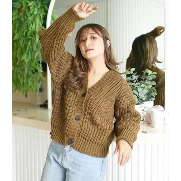 GRACIA CARDIGAN RAJUT WANITA || CARDY 7GT || OUTER CARDY-BRONZE/COKLAT