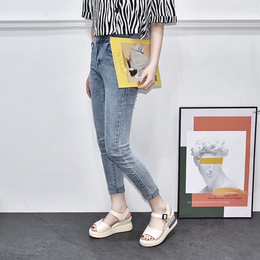 Favorite &quot;FREE BOX&quot; Sepatu Wanita Sandal Wedges Slip On Kasual Fashion Import Premium Quality 9019