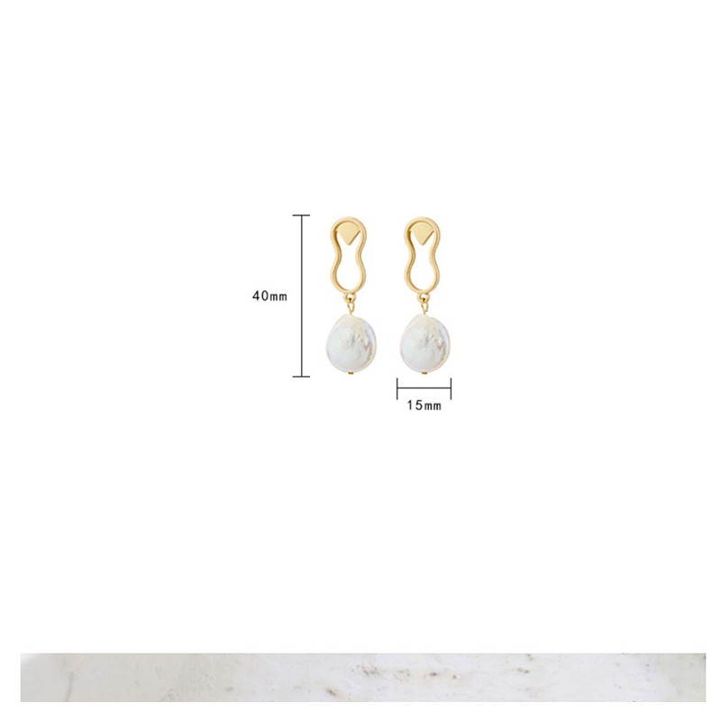 LRC Anting Tusuk Fashion Gold Irregular Pearl Earrings F466228