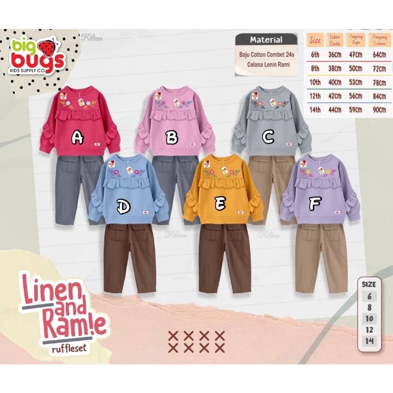 Setelan Linen Rami by Big Bugs (Ready stock)