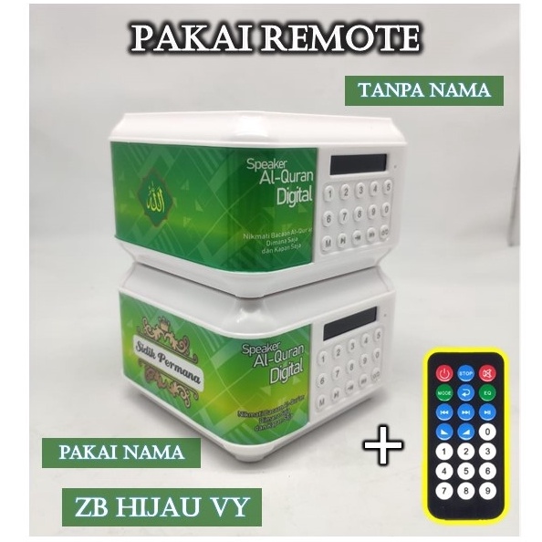 (BISA REQUEST NAMA.) SPEAKER ALQURAN ADVANCE TP600 16GB BLUETOOTH/UST.SOMAD-ZB HIJAU VY REMOTE