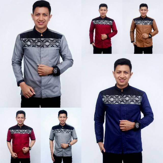 Koko Batik Fashion Muslim Kombinasi C07 Al Haramain Hijau S/M/L/XXL Dewasa